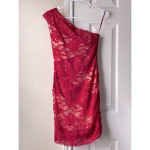 ark & co NWOT One Shoulder Lace Dress - Red
